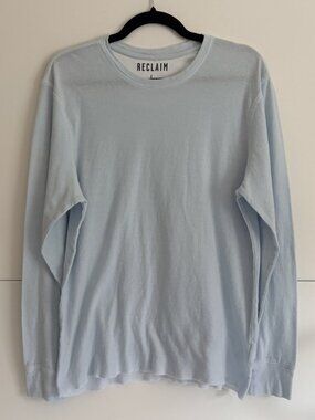 Reclaim Top Women Blue Long Sleeve Crew Neck Lightweight Tee Shirt Casual Size L
